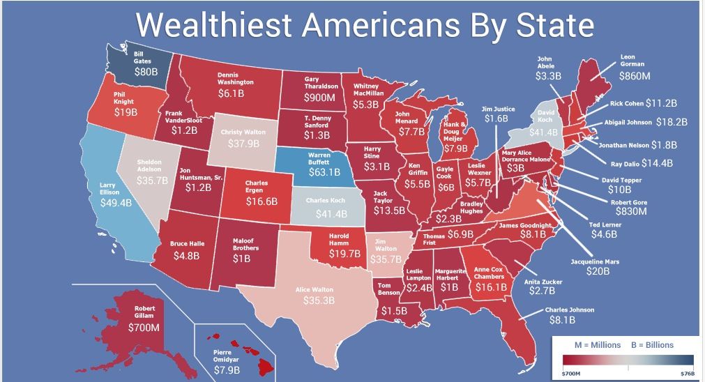 Map Shows Wealthiest Person In Each State Wcnc