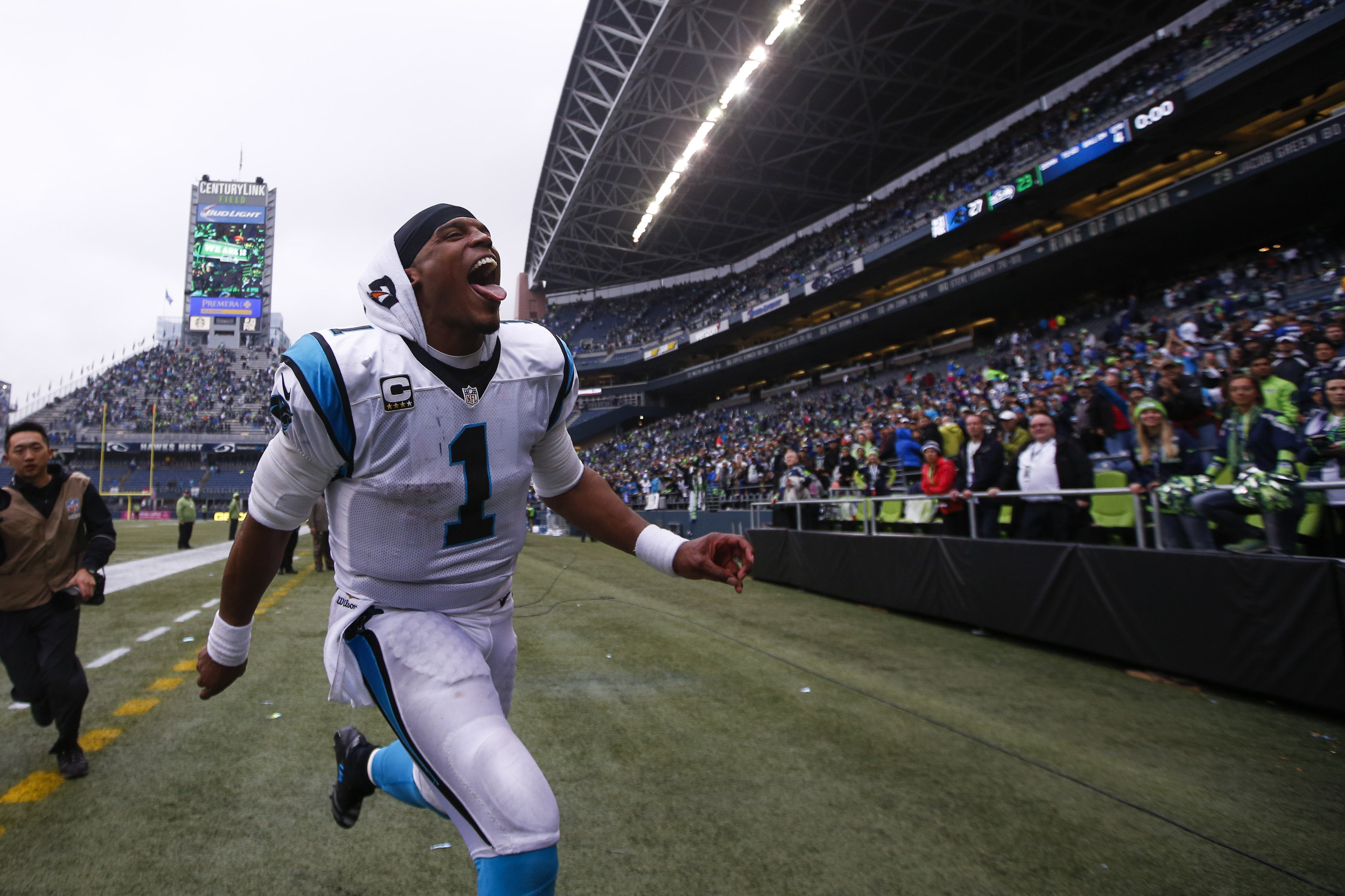 Carolina Panthers quarterback Cam Newton (1) runs on the field