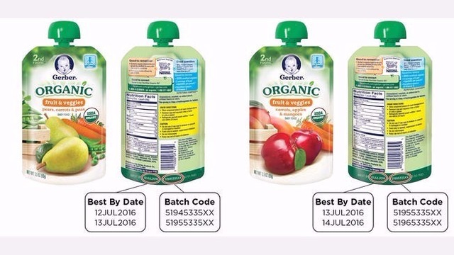 Gerber recalls organic food pouches