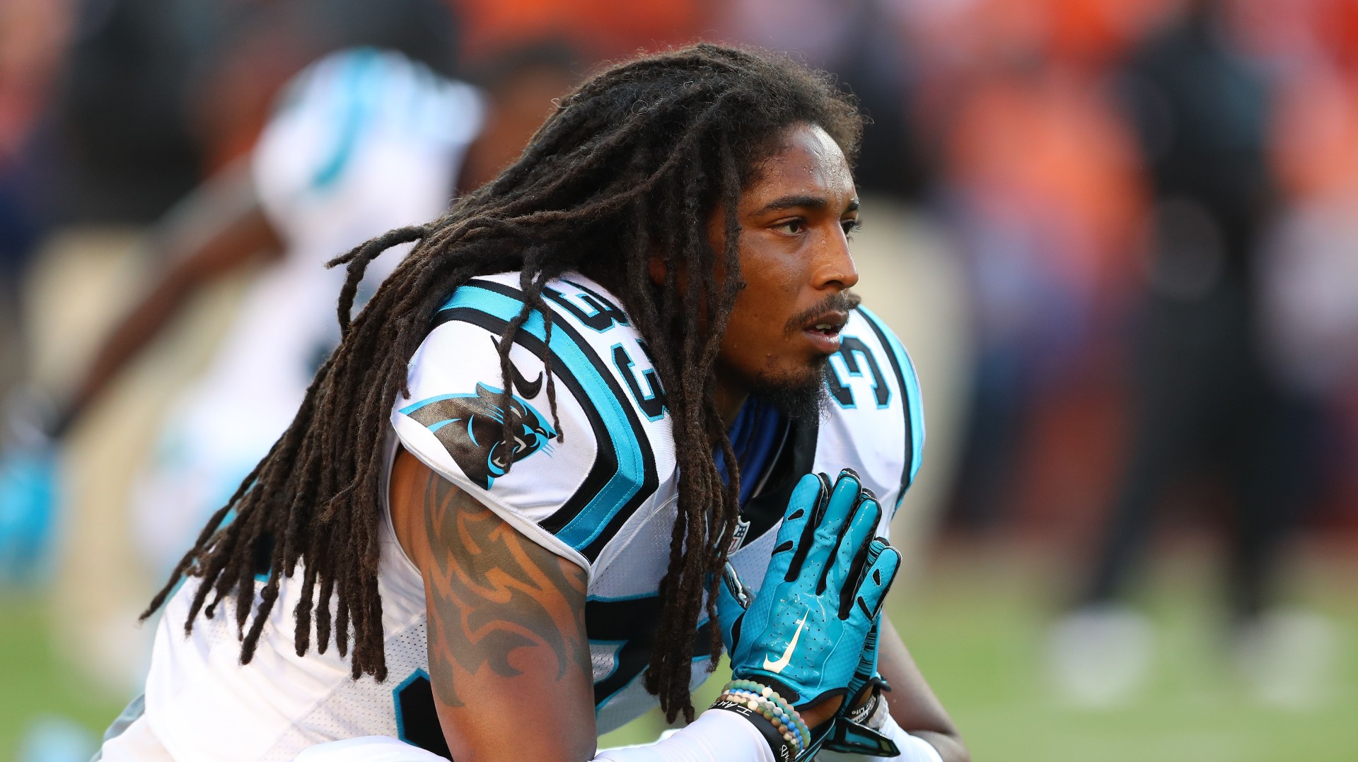 Carolina Panthers defensive back Tre Boston (33) and cornerback