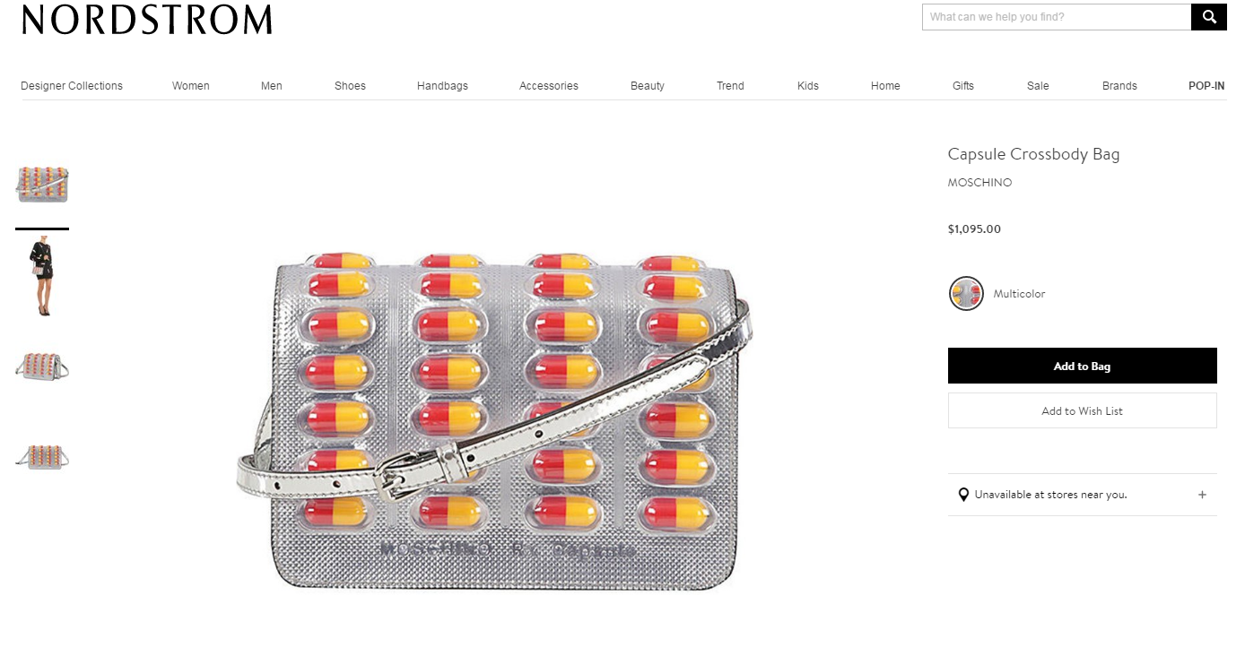 Clothing and accessories with prescription pill design upsets