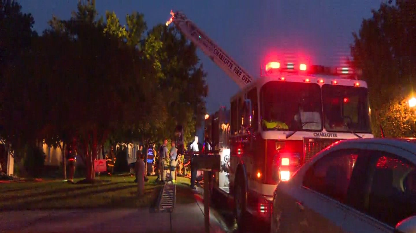 Crews battle house fire in northeast Charlotte