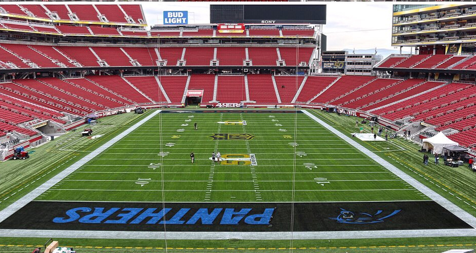 Super Bowl grounds crew forgets to paint Panthers logo in end zone |  